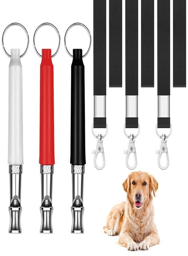 lyfLux 3 Pcs Dog Whistle for Training - Silent Dog Whistle to Stop Barking, Make Dogs Come to You and Obedience Training, with Lanyard (White, Red, Black) - Image 1
