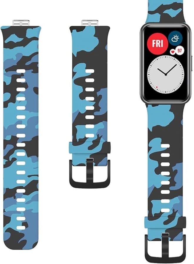 OR Camouflaged Silicone Strap for Huawei Watch Fit - Blue