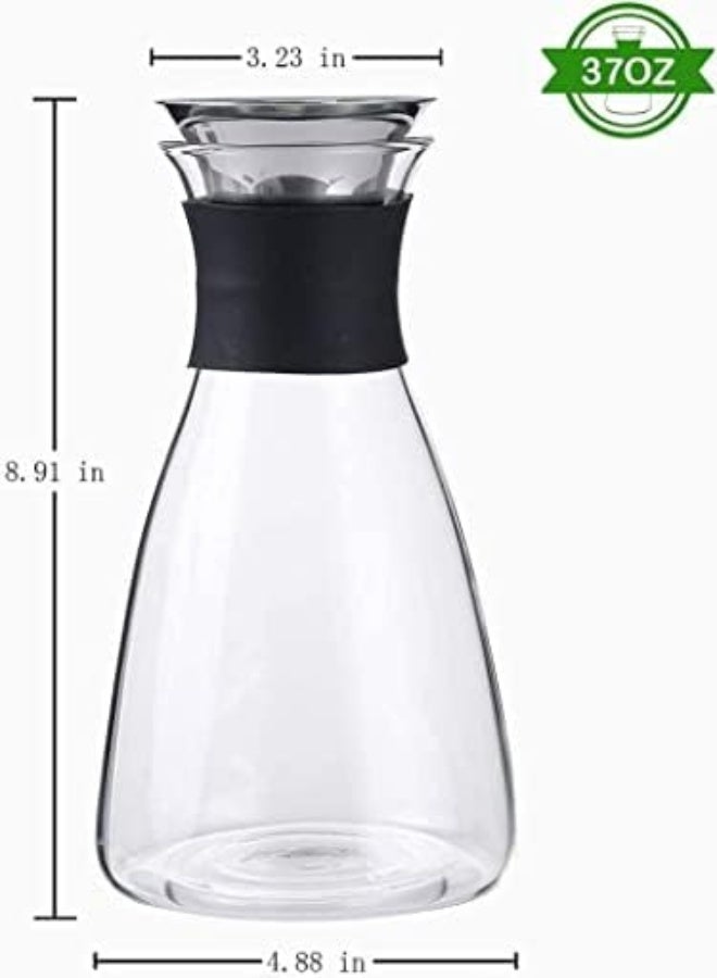 AKDC  Glass Carafe With Stainless Steel Silicone Filter Lid, Borosilicate Glass Pitcher With Flow Lid, - Image 5