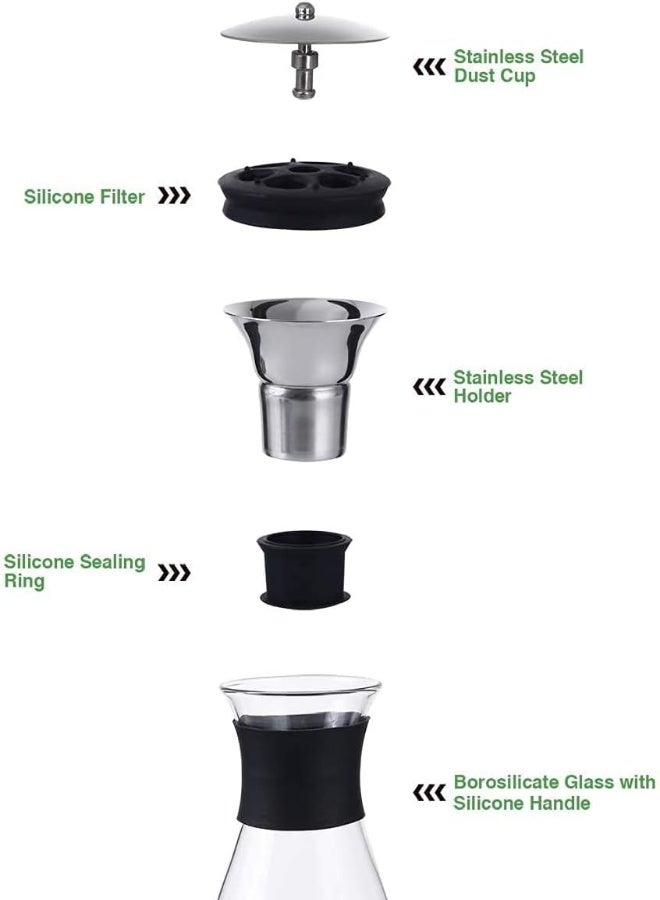 AKDC  Glass Carafe With Stainless Steel Silicone Filter Lid, Borosilicate Glass Pitcher With Flow Lid, - Image 3