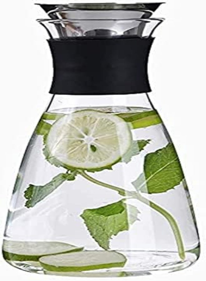 AKDC  Glass Carafe With Stainless Steel Silicone Filter Lid, Borosilicate Glass Pitcher With Flow Lid, - Image 1
