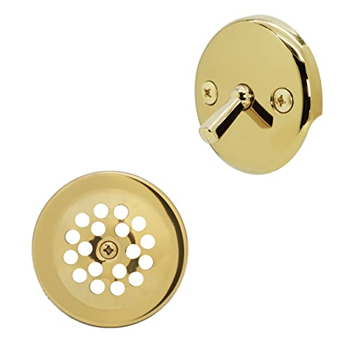 Westbrass 592144-01 1-1/2" x 14" Black Poly Tubular Bath Waste & Overflow Assembly with Trip Lever and Beehive Strainer Grid Drain Cover, 1-Pack, Polished Brass - Image 3