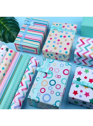 6 Sheets Gift Wrapping Paper With Accessories,Holiday Gift Wrapping Paper,Birthday Gift Box Gift Wrapping DIY, Gift Wrapping Paper for Birthday, Holiday, Wedding, Party,Kids Gift Wrapping (70cmX50cm) - view 2