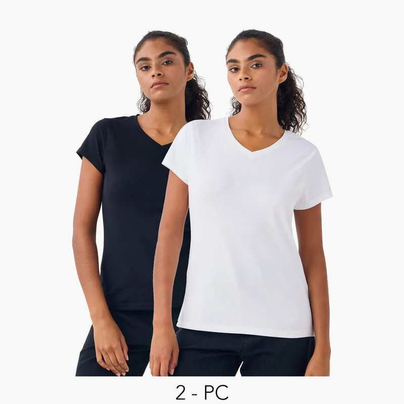 سبلاش فيڤ Set of 2 - V-neck T-shirt with Short Sleeves