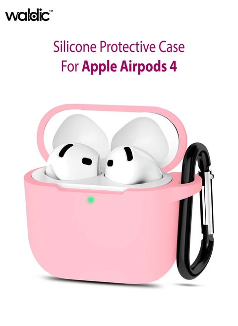 Apple AirPods 4 Soft Silicone Case | Compatible with Apple AirPods 4 (Front LED Visible) | Shockproof Full-Body Protective Case Cover for Apple AirPods 4 with Keychain (Airpods Not Included) - Pink