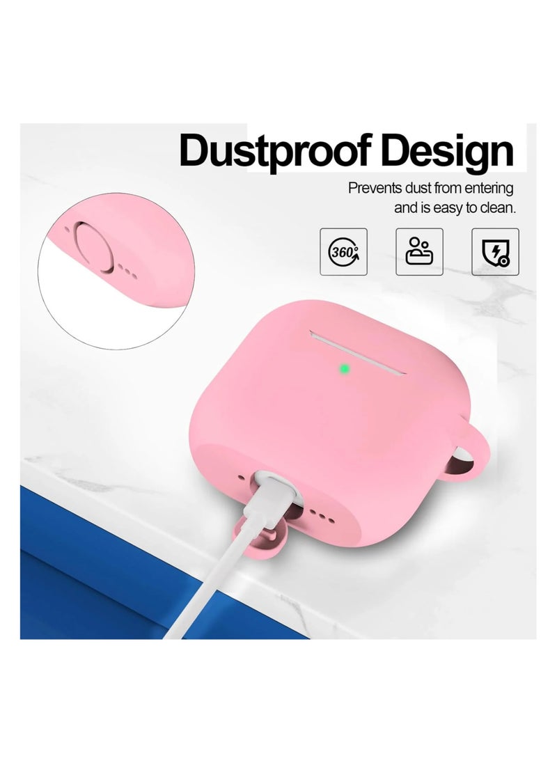 Waldic - Apple AirPods 4 Soft Silicone Case | Compatible with Apple AirPods 4 (Front LED Visible) | Shockproof Full-Body Protective Case Cover for Apple AirPods 4 with Keychain (Airpods Not Included) - Pink - Image 1