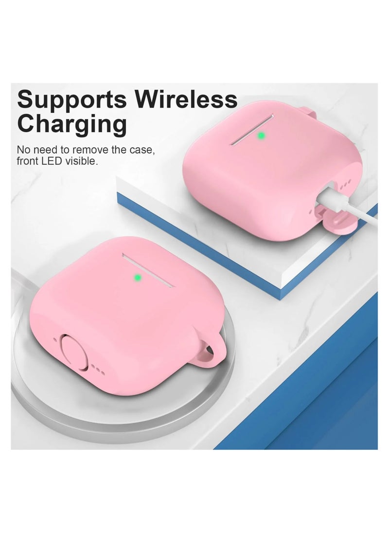 Waldic - Apple AirPods 4 Soft Silicone Case | Compatible with Apple AirPods 4 (Front LED Visible) | Shockproof Full-Body Protective Case Cover for Apple AirPods 4 with Keychain (Airpods Not Included) - Pink - Image 1