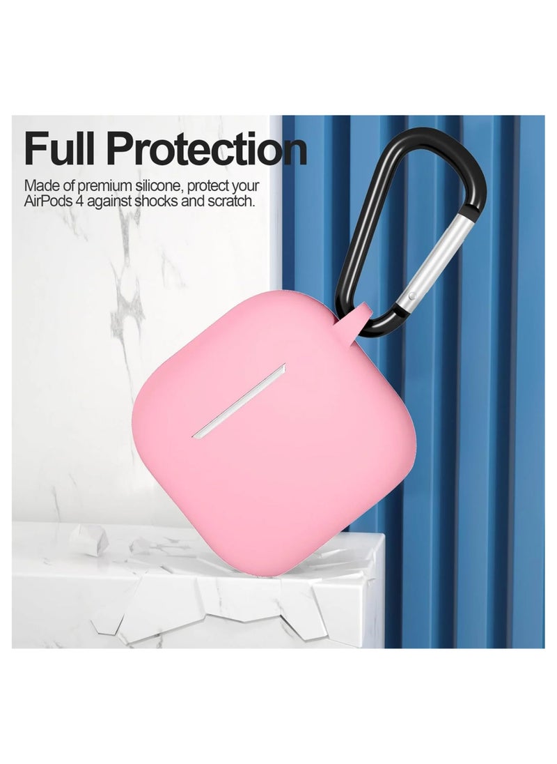 Waldic - Apple AirPods 4 Soft Silicone Case | Compatible with Apple AirPods 4 (Front LED Visible) | Shockproof Full-Body Protective Case Cover for Apple AirPods 4 with Keychain (Airpods Not Included) - Pink - Image 1