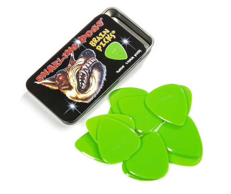 Snarling Dog D'Andrea Snarling Dog Brain Nylon Guitar Picks 12 Pack with Tin Box (Green, 0.53mm) - Image 1