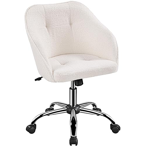 كرسي ياهيتش بوقلي للتزيين كرسي مكتبي دوار مريح قابل للتعديل بارتفاع ناعم لمكتب المنزل وغرفة النوم باللون العاجي