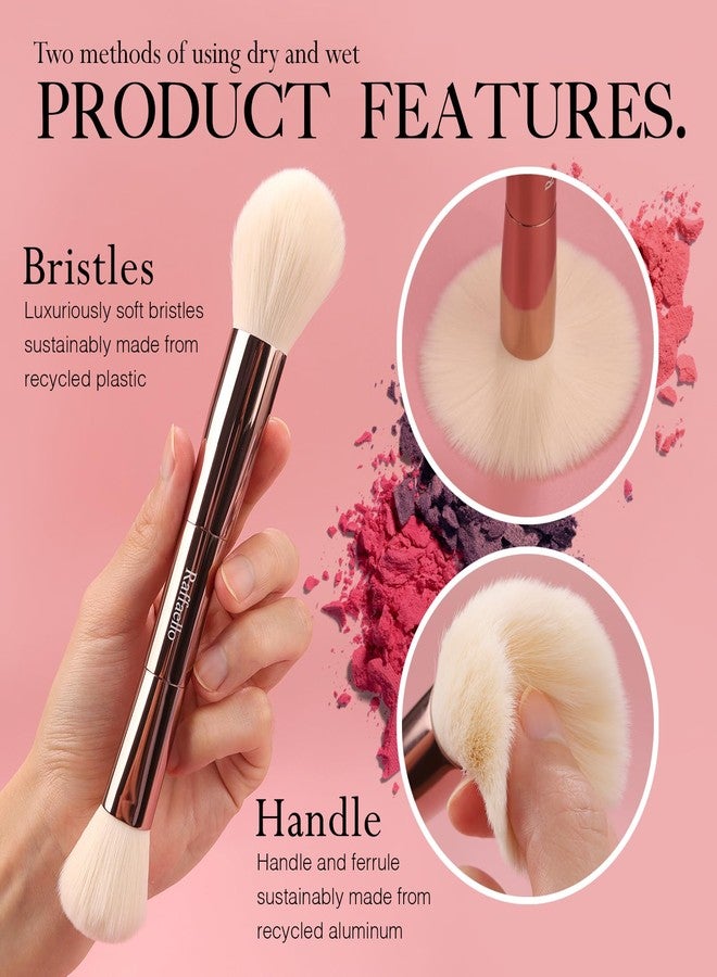 Raffaello مجموعة فرش مكياج مزدوجة الطرف رافاييلو 6 في 12، فرش ذهبية وردية مستدامة مصنوعة من مواد معاد تدويرها، تشمل حقيبة جلد صناعي بيضاء، مجموعة مكياج احترافية للوجه والعين للسفر والاستخدام اليومي - Image 2