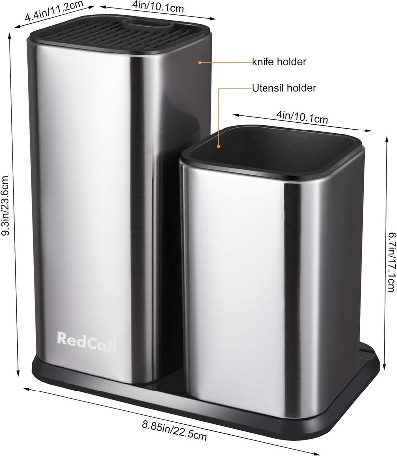 RedCall Kitchen Knife Holder,Stainless Steel Universal Knife Block Without Knives for Countertop,Modern Knife Utensil Holder for Counter,Edge-Protect Knife Storage Organizer (Stainless Steel (Silver)) - Image 2