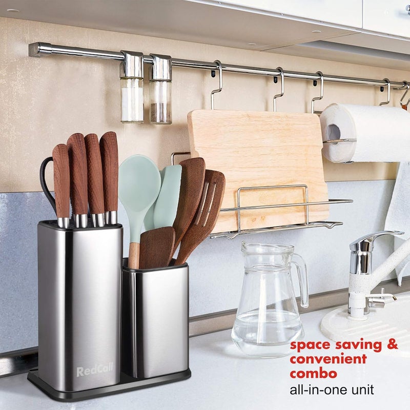 RedCall Kitchen Knife Holder,Stainless Steel Universal Knife Block Without Knives for Countertop,Modern Knife Utensil Holder for Counter,Edge-Protect Knife Storage Organizer (Stainless Steel (Silver)) - Image 5