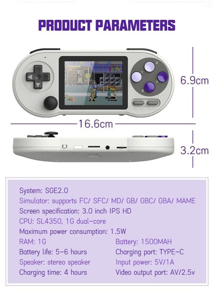 Generic - Wireless handheld game console with 7 emulators, 6000 games and 3-inch screen - Image 1