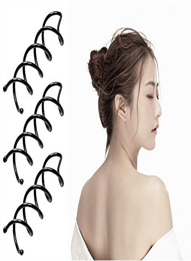 Mini Skater - 4Pcs 1.88 Inch Length Spiral Hair Pin Spin Twist Pin For Women Girl Diy Hair Style, Black - Image 1