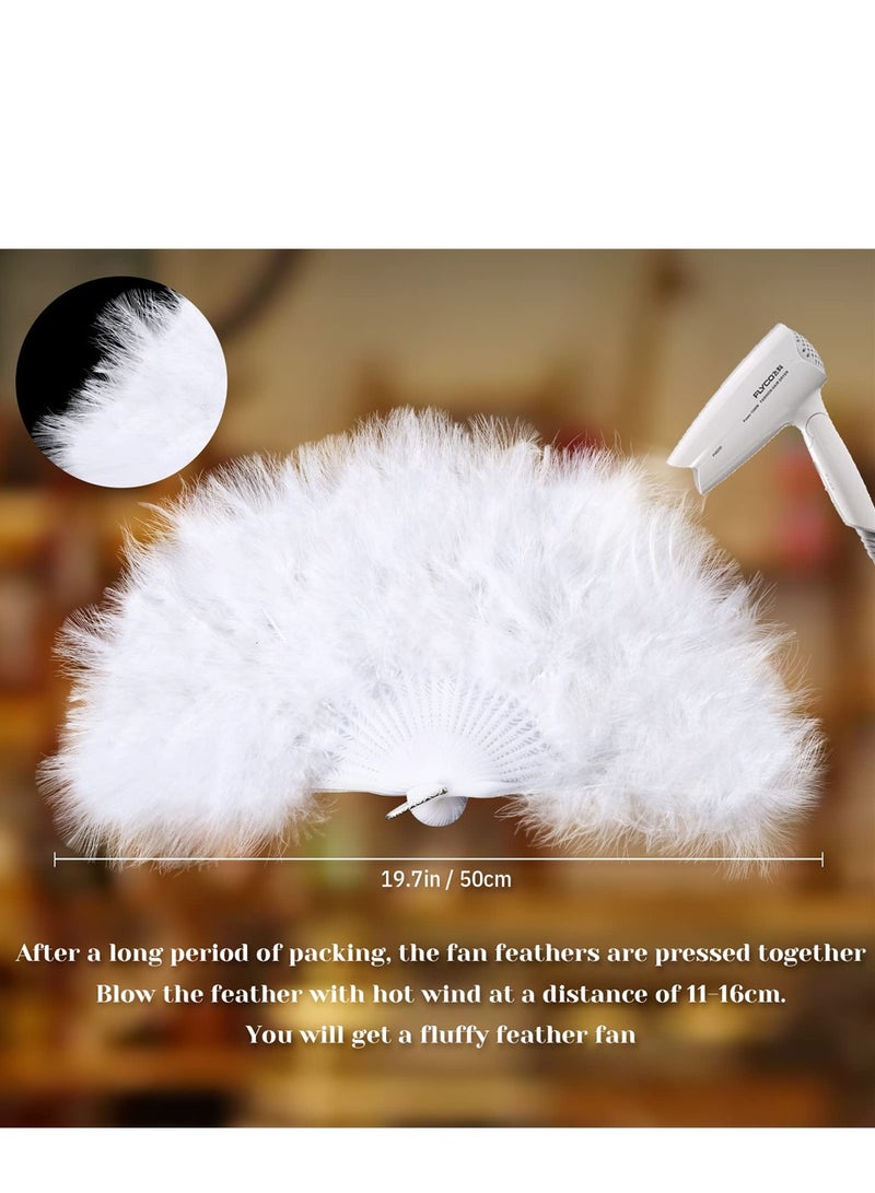 1920s Flapper Costume Accessories Set - Gatsby Style for Women, Includes Headpiece, Earrings, Gloves, Pearl Necklace & Feather Fan  - Image 4