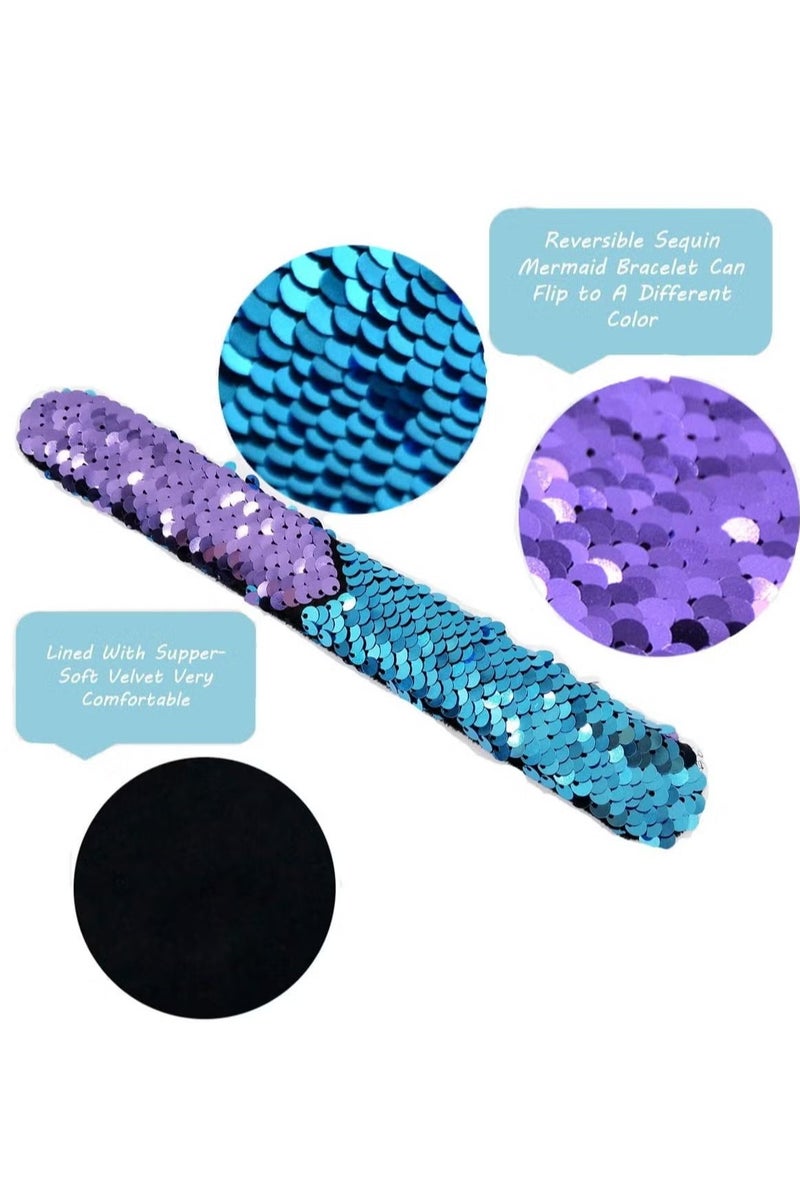 Glitter Slap Bracelet Kids Sequin Bracelet Mermaid Bracelet Flip Wristband Bracelet Kids Supplies Magic Charm Reversible Sequin Birthday Party Favors Supplies Gifts for Kids6PCS - Image 5