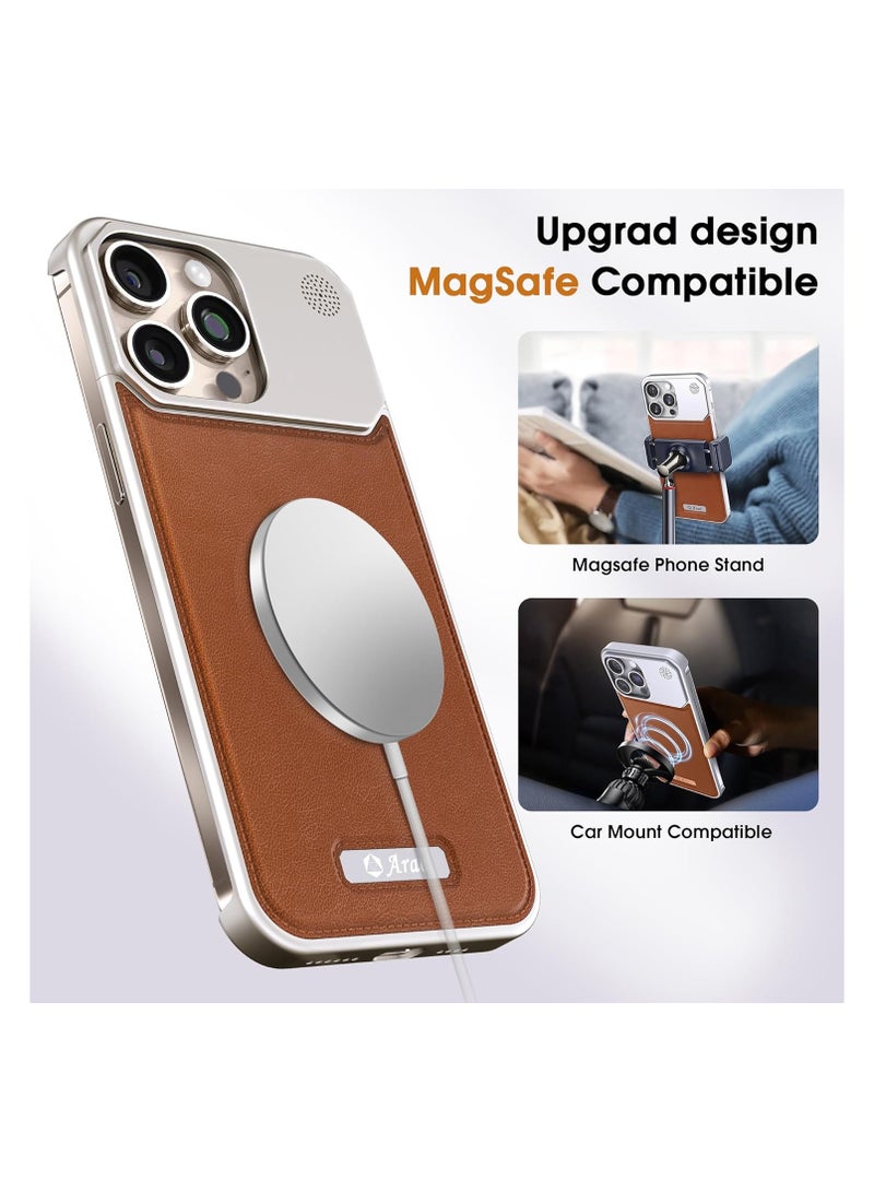 general Magnetic Design for iPhone 16 Pro Max Case, Magsafe Compatible, Drop Proof Camera Protection, Scratch Resistant Slim, Deluxe Leather Aluminium Case for iPhone 16 Pro Max 6.9 inch - Image 2
