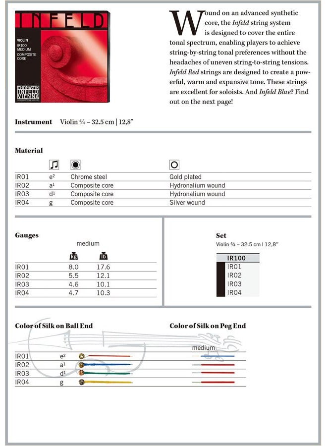 Thomastik-Infeld IR100 Infeld Red Violin Strings Set 4/4 Size - Image 3