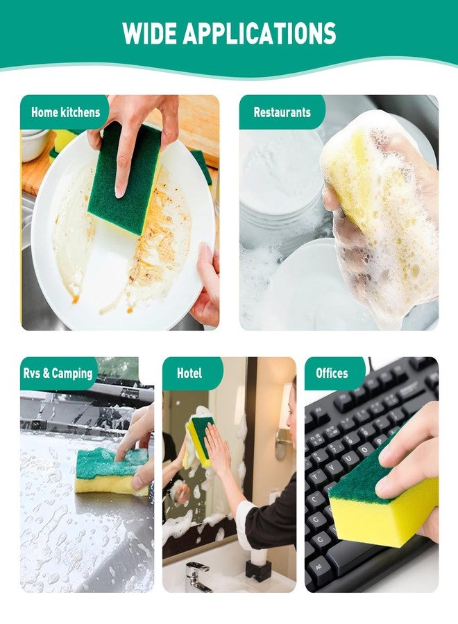 PuoWeo 10-Pack Heavy Duty Scrub Sponges, Non-Scratch Kitchen Sponge with Durable Scouring Pad, Dual-Sided Cleaning Reusable Sponge for Dishes, Pots, Pans, Sinks – Extra Absorbent & Long-Lasting - Image 4