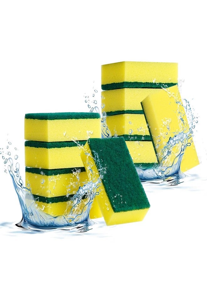 PuoWeo 10-Pack Heavy Duty Scrub Sponges, Non-Scratch Kitchen Sponge with Durable Scouring Pad, Dual-Sided Cleaning Reusable Sponge for Dishes, Pots, Pans, Sinks – Extra Absorbent & Long-Lasting - Image 1