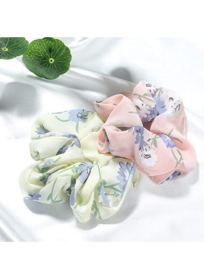 SUNBIRD 6Pcs Hair Scrunchies For Women Hair Ties No Crease Silky Ponytail Holders No Damage Hair Bands Chiffon Cotton Elastic Hair Bands For Women Flower Printed Scrunchies - Image 3