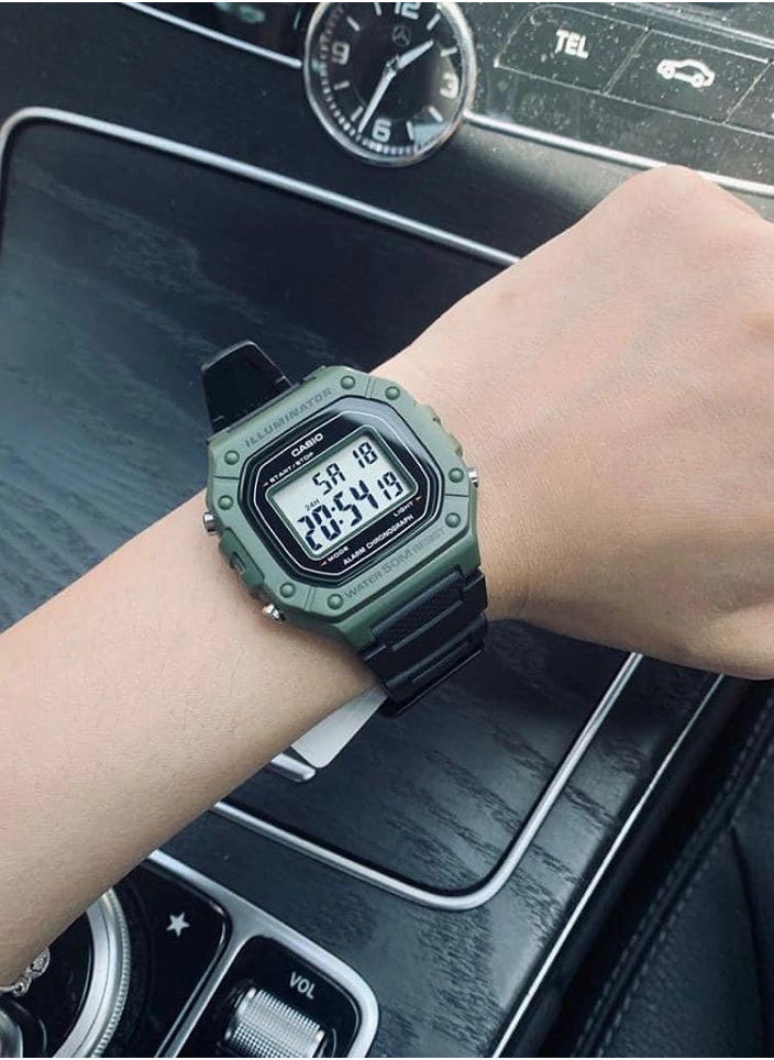 Casio Rectangle Digital Dial Watch for Men, W-218H-3AVDF