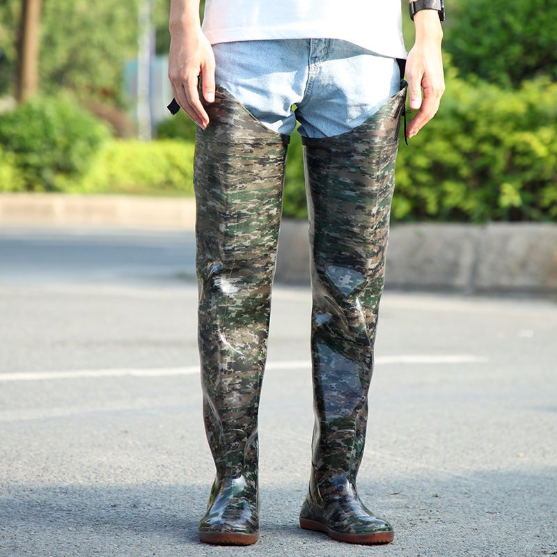 general Thickened PVC One-Piece Over-the-Knee Wading Pants for Fishing and Rice Field Work - Image 5
