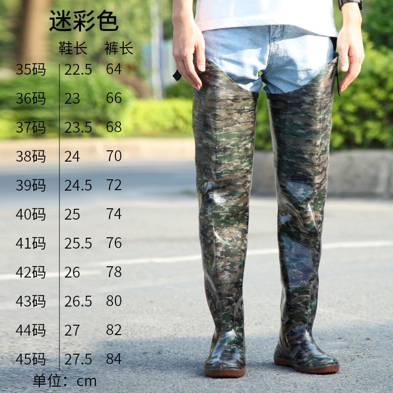 general Thickened PVC One-Piece Over-the-Knee Wading Pants for Fishing and Rice Field Work - Image 1