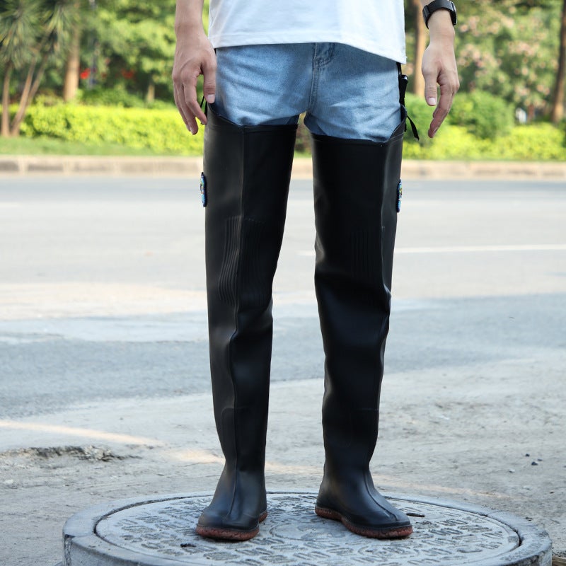 general Thickened PVC One-Piece Over-the-Knee Wading Pants for Fishing and Rice Field Work - Image 4