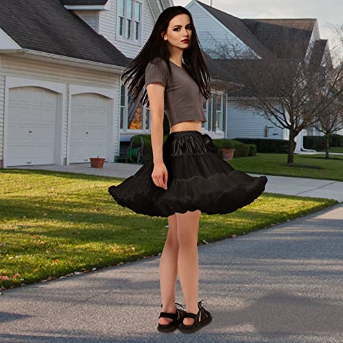 MeiLiMiYu Women's Petticoat Skirt Adult Puffy Tutu Skirt Layered Ballet Tulle Pettiskirts Dress Costume Underskirt Black - Image 4