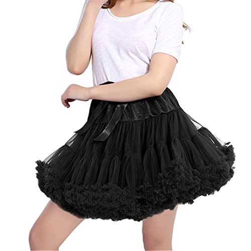 MeiLiMiYu Women's Petticoat Skirt Adult Puffy Tutu Skirt Layered Ballet Tulle Pettiskirts Dress Costume Underskirt Black - Image 2