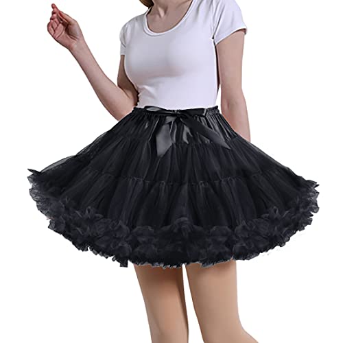 MeiLiMiYu Women's Petticoat Skirt Adult Puffy Tutu Skirt Layered Ballet Tulle Pettiskirts Dress Costume Underskirt Black - Image 1