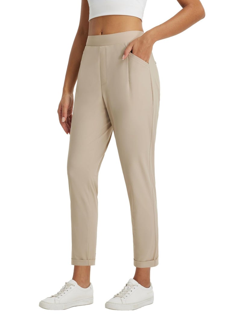 baleaf Womens Khaki Dress Pants Stretch Business Casual Slacks Petite Summer Pants Airport Golf Clothing Travel Ankle M - Image 1