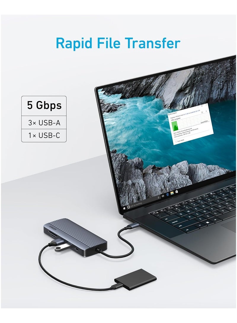 Anker USB C Hub, Dual-Display USB-C Hub (10-in-1), 4K@30Hz HDMI Display, 1080p VGA with 100W Max Power Delivery, 5 Gbps USB-C and USB-A Data Ports, For MacBook, Lenovo, Dell XPS, HP Laptops, and More - Image 4