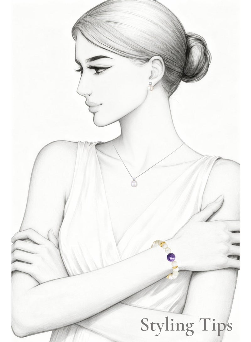 غَيْرُ مَألُوف 【معجزة الأرجوان】 سوار من شارويت الطبيعي مع صدف اللؤلؤ الأبيض وخرزات ذهبية ｜ أرجوان ملكي · فخامة وأناقة - Image 5