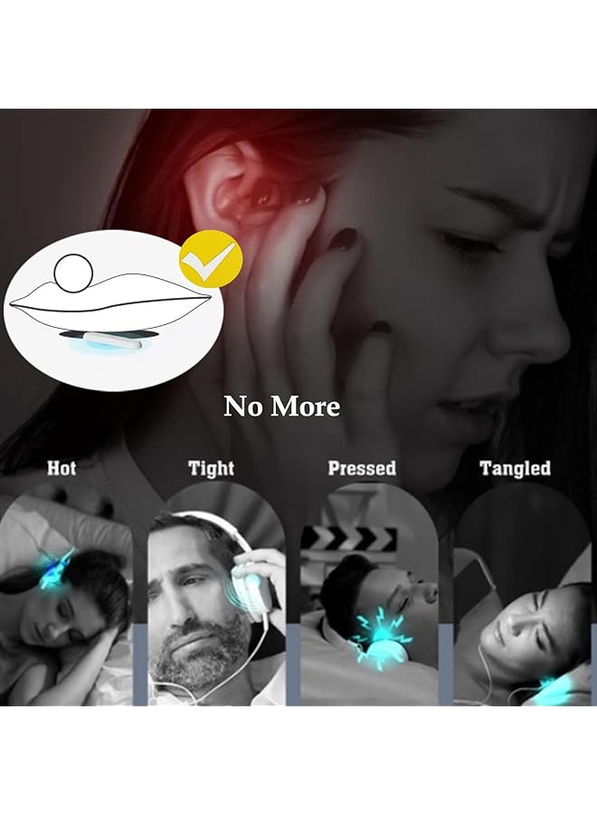 إيروريكس سماعة وسادة ستيريو توصيل العظام بلوتوث لاسلكية موسيقى سماعات نوم جهاز ضوضاء بيضاء للنوم الجانبي للبالغين والأطفال متوافق مع Ios Android Windows أبيض - Image 5