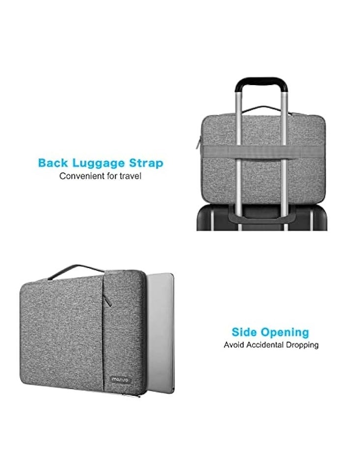Mosiso 360 Protective Laptop Sleeve Compatible with MacBook Air/Pro, 13-13.3 inch Notebook, Compatible with MacBook Pro 14 inch 2021 2022 M1 A2442, Vertical Bag with Small Case&Trolley Belt, Gray  - Image 4