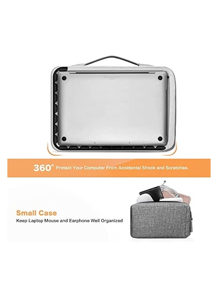 Mosiso 360 Protective Laptop Sleeve Compatible with MacBook Air/Pro, 13-13.3 inch Notebook, Compatible with MacBook Pro 14 inch 2021 2022 M1 A2442, Vertical Bag with Small Case&Trolley Belt, Gray  - Image 3