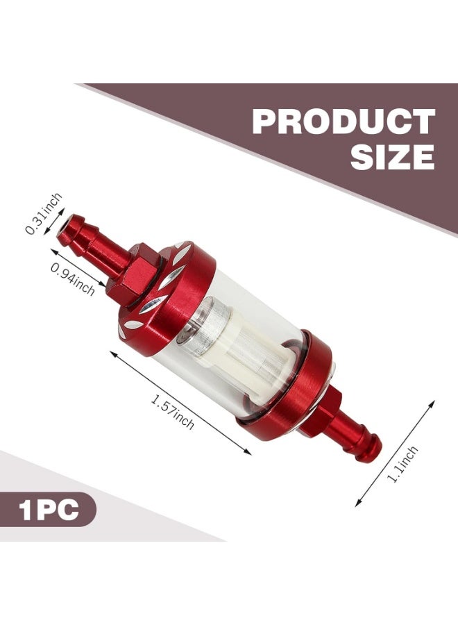 1 PC Car Fuel Filters, Inline Alloy Rust-Proof and Durable Efficient Filter Oil Cup, Tempered Glass Waterproof Fuel Filter Cup, Universal Motorcycles Accessories (Red) - Image 2