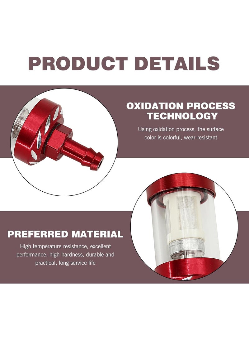 1 PC Car Fuel Filters, Inline Alloy Rust-Proof and Durable Efficient Filter Oil Cup, Tempered Glass Waterproof Fuel Filter Cup, Universal Motorcycles Accessories (Red) - Image 3