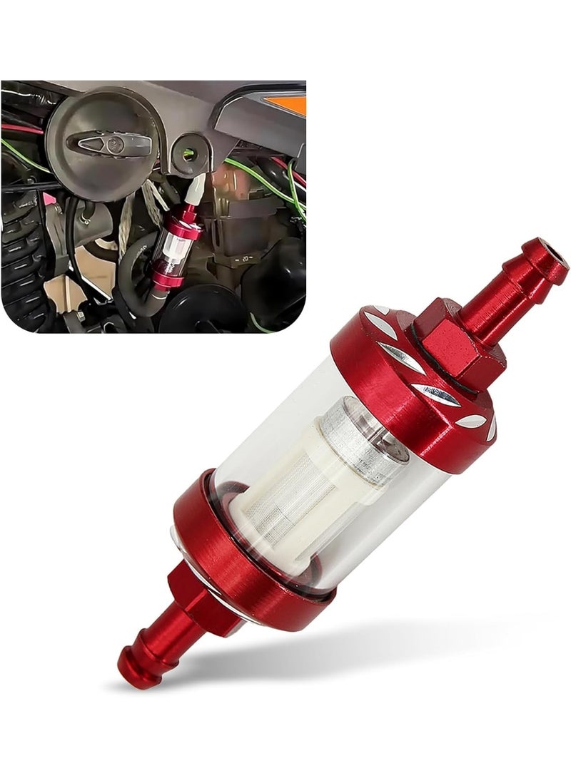 1 PC Car Fuel Filters, Inline Alloy Rust-Proof and Durable Efficient Filter Oil Cup, Tempered Glass Waterproof Fuel Filter Cup, Universal Motorcycles Accessories (Red) - Image 1