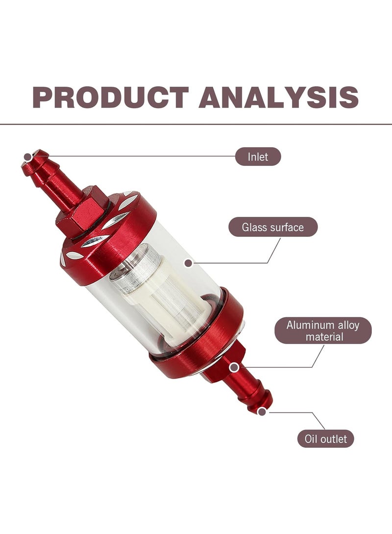 1 PC Car Fuel Filters, Inline Alloy Rust-Proof and Durable Efficient Filter Oil Cup, Tempered Glass Waterproof Fuel Filter Cup, Universal Motorcycles Accessories (Red) - Image 4