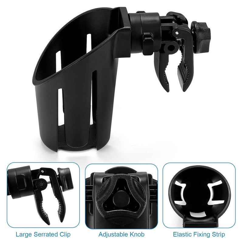 accmor Universal Cup Holder, Stroller Cup Holder, 360° Rotatable Large Caliber Designed Bottle Holder for Stroller, Bike, Wheelchair, Walker, Scooter - Image 5
