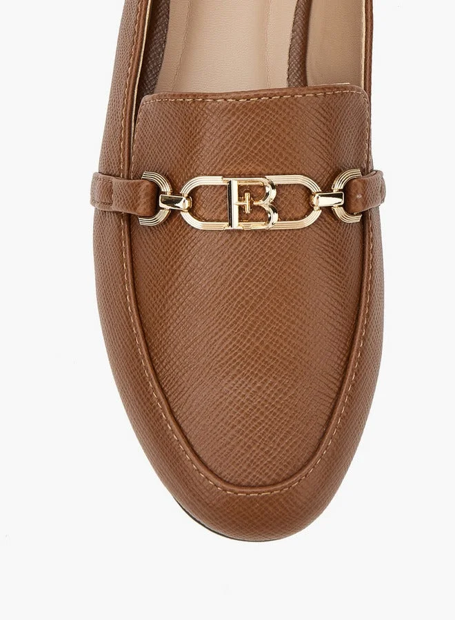 Flora Bella By Shoexpress TAN Textured Chain Detail Slip-On Loafers  | Best Price UAE