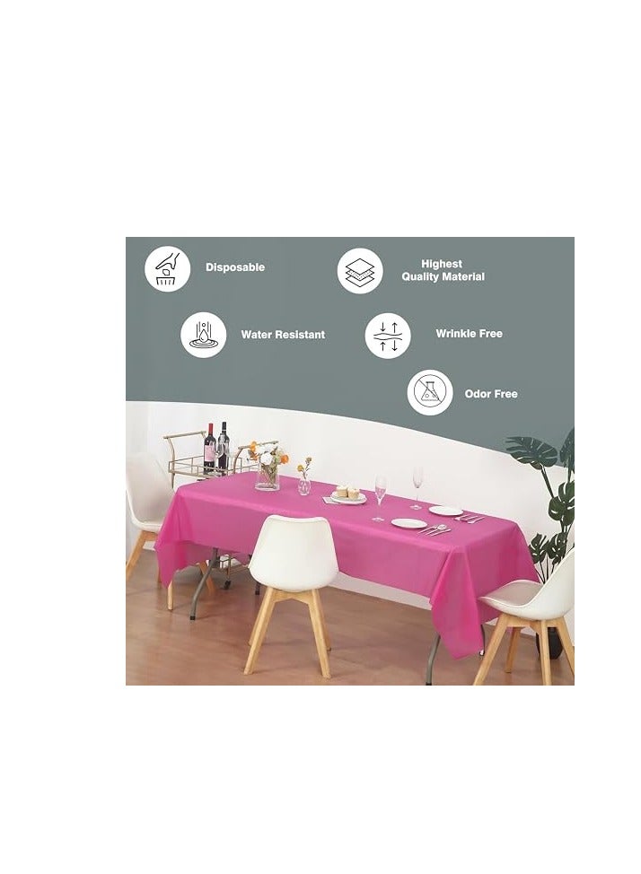 Disposable Plastic Tablecloth for Rectangle Table 137x183cm Perfect for Bridal Shower, Wedding, Birthday Party Decorations Pink  - Image 3