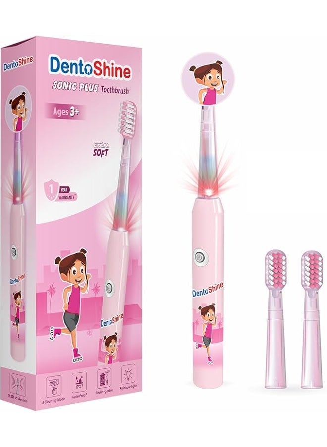 Dentoshine Sonic Plus Toothbrush Age 3+ -Pink - Image 1
