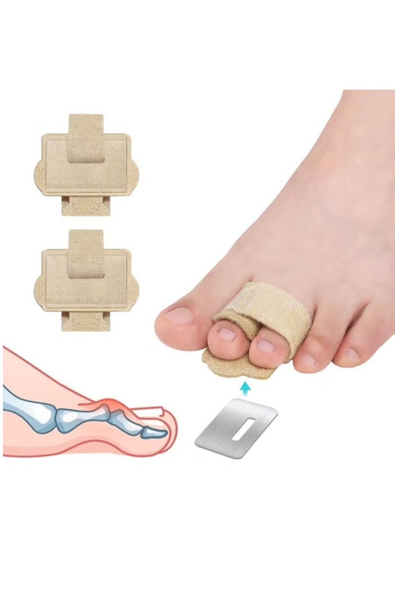2PCS Fabric Hammertoe Pack, Hammertoe Corrector for Women and Men, Toe Splint for Curved Toes, Curled Toes, Bent Toes and Broken Toes, Toe Fixation Strap (Beige) - Image 1