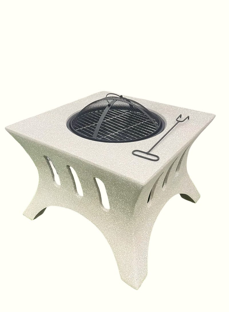 Albawadi Outdoor Fire Pit BBQ Grill Garden Table Stove Fireplace Square Shape - Image 3