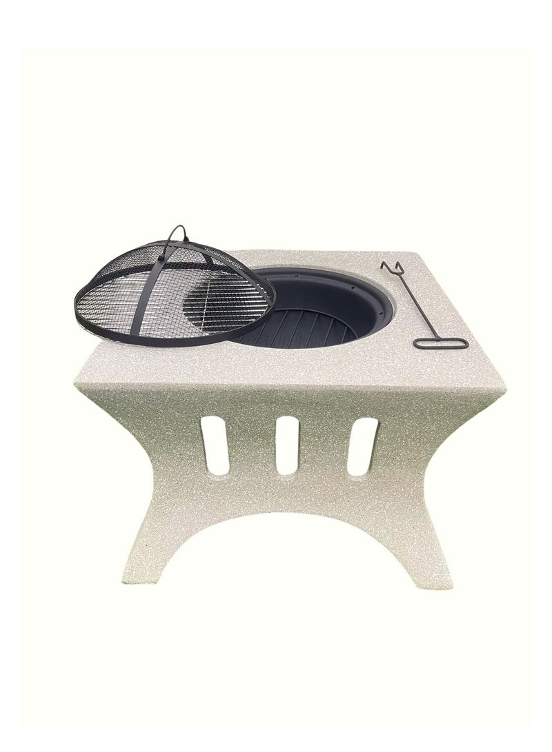 Albawadi Outdoor Fire Pit BBQ Grill Garden Table Stove Fireplace Square Shape - Image 4